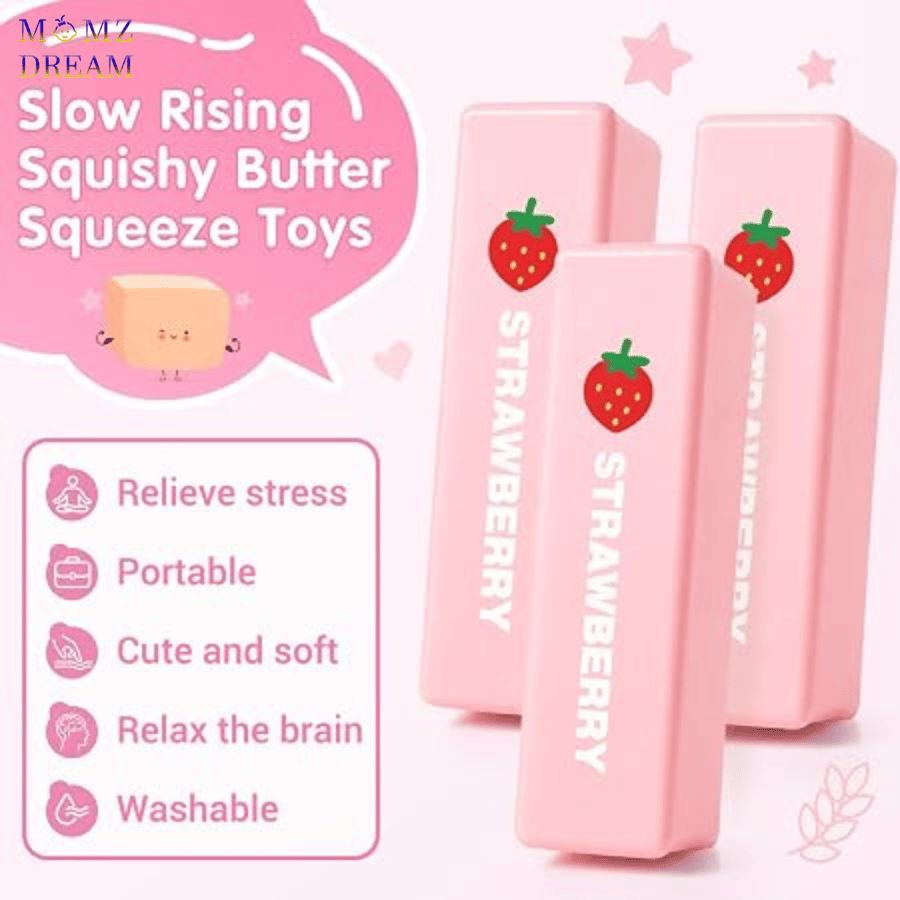 سكوشي الفراولة الزهري – متعة ناعمة بطابع لطيف ، Pink Strawberry Squishy – Soft Fun with a Cute Touch