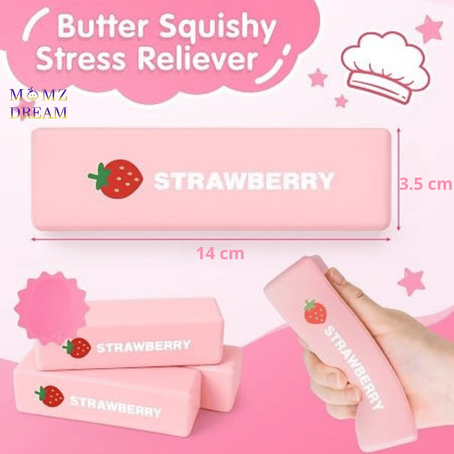 سكوشي الفراولة الزهري – متعة ناعمة بطابع لطيف ، Pink Strawberry Squishy – Soft Fun with a Cute Touch
