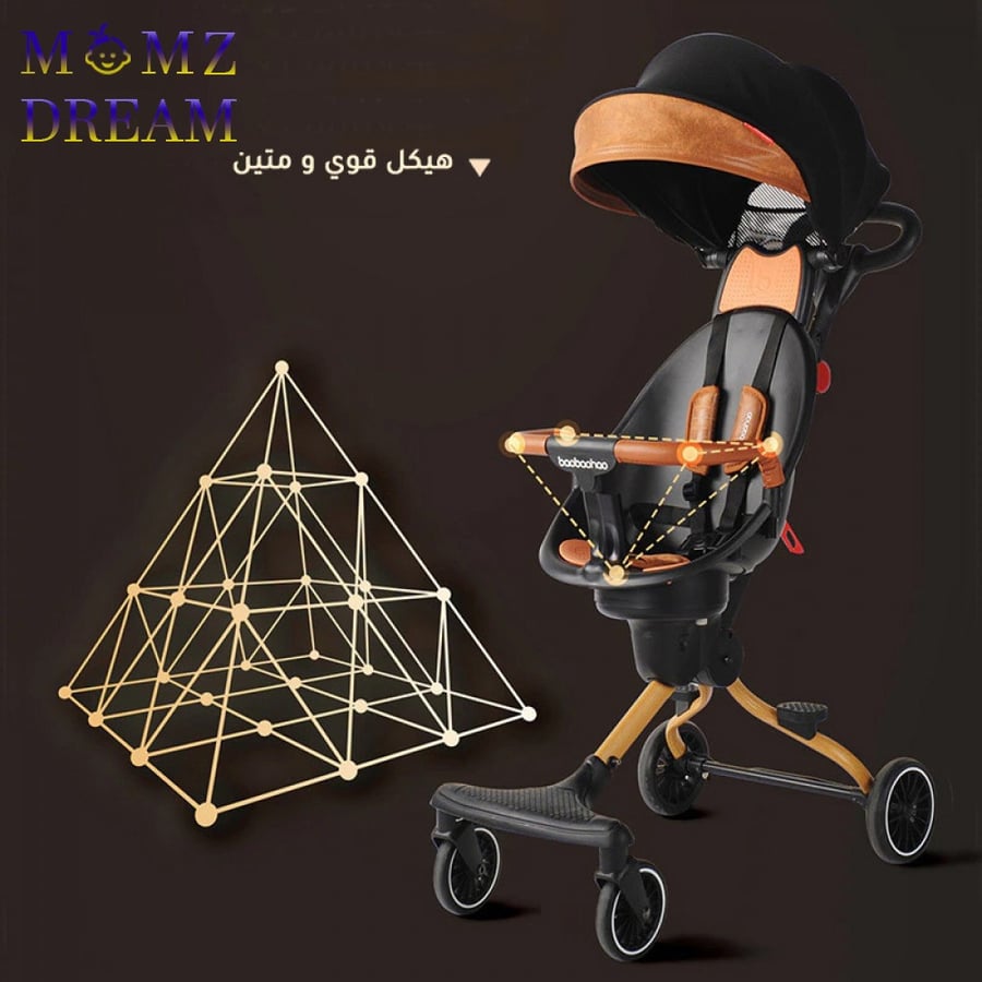 عربية أطفال باوباوهاو V5 مع مقعد دوران 360 درجة ، مناسبة للسفر مع مقعد قابل للعكس وتصميم مريح غير قابل للانزلاق - مثالي للآباء أثناء التنقل ماركة baobaohao الشهيرة .
