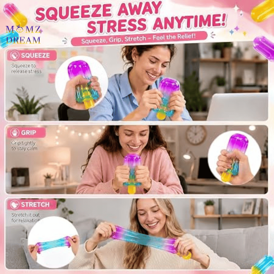 سكوشي الآيسكريم بثلاثة ألوان – متعة منعشة بتصميم كيوت ، Three-Color Ice Cream Squishy – Refreshing Fun with a Cute Design