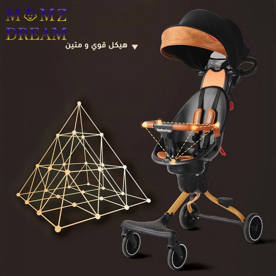 عربية أطفال باوباوهاو V5 مع مقعد دوران 360 درجة ، مناسبة للسفر مع مقعد قابل للعكس وتصميم مريح غير قابل للانزلاق - مثالي للآباء أثناء التنقل ماركة baobaohao الشهيرة .