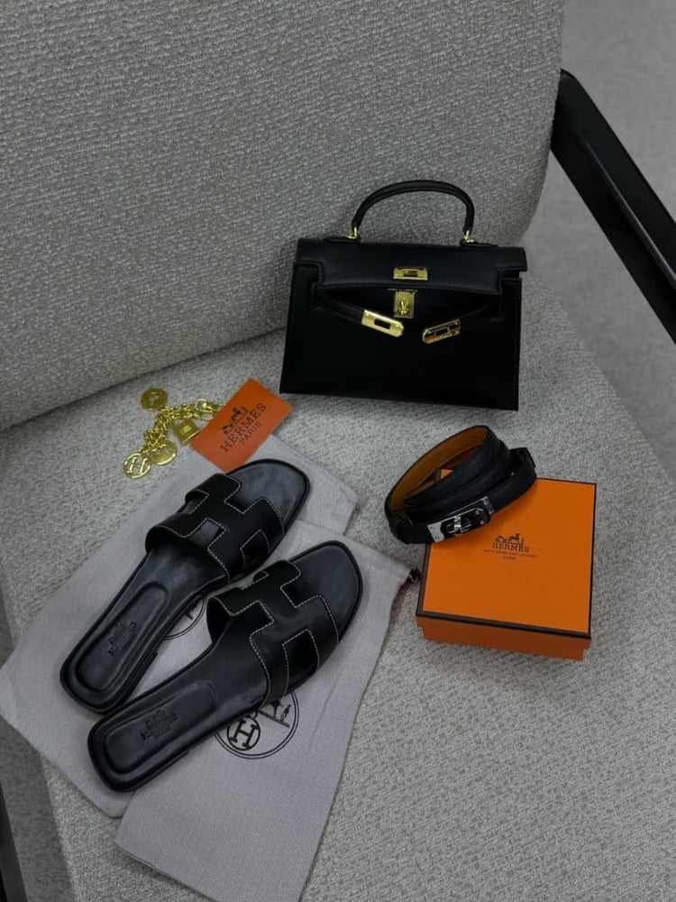 طقم ماركه هرمز اسود + هديه حزام هرمز