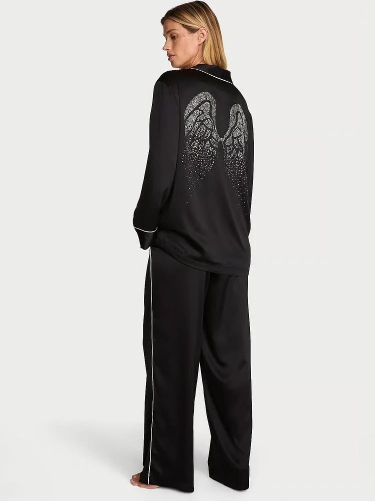 Signature Satin Short Piped Robe