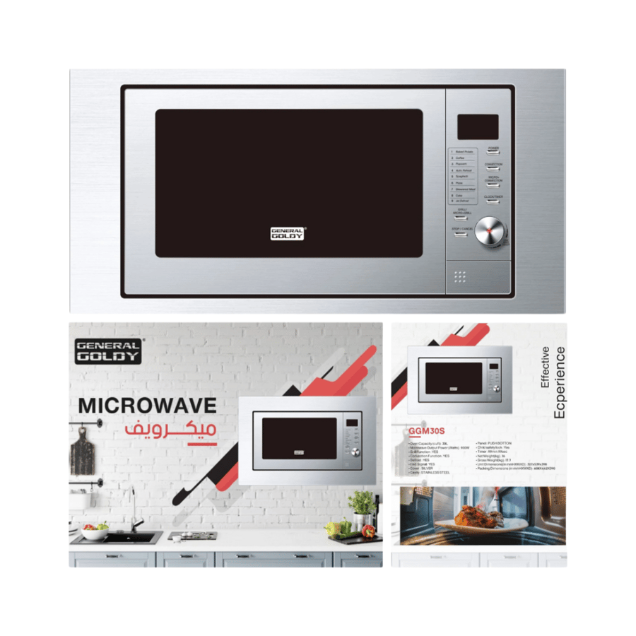 Built-in microwave General Goldy 30 liters stainless steel with grill