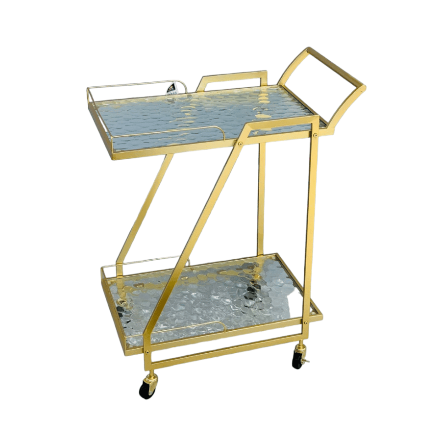 Golden serving cart 68x40x89 cm