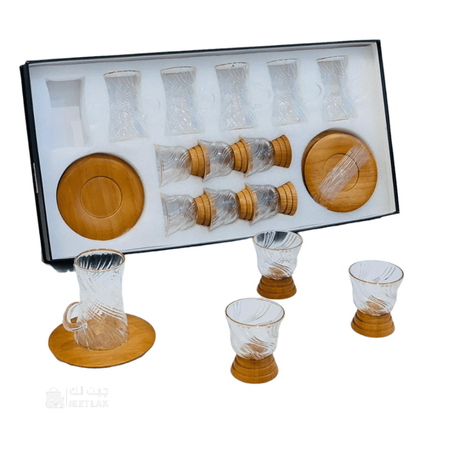 Coffee and tea cup set 12 pieces glass