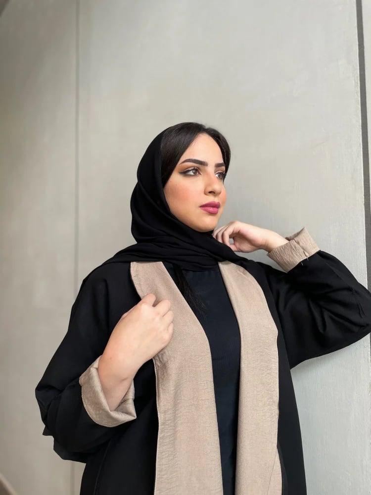 عباية دبل فيس آسود وبيج فاتح
