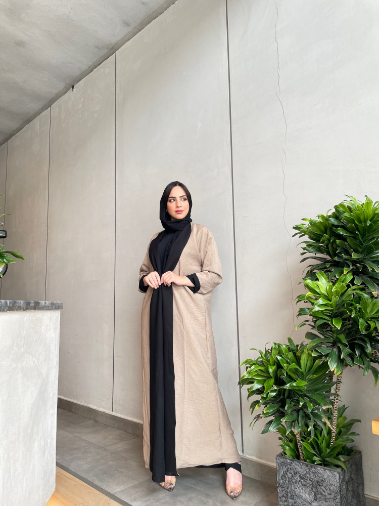 عباية دبل فيس آسود وبيج فاتح