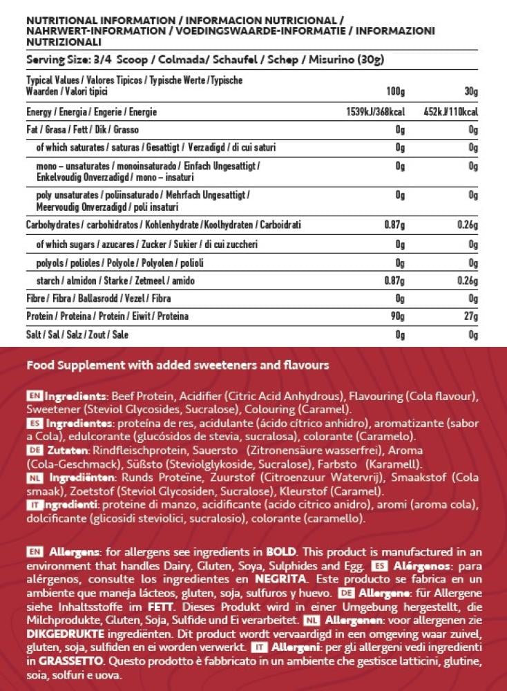 H S I Nutrition Beef Protein Isolate - Cola - (1.8 kg)
