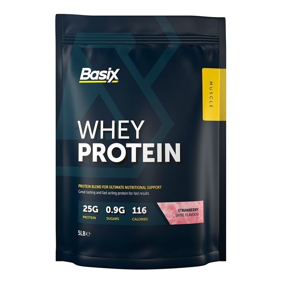 Basix - Muscle Whey Protein - Strawberry Swirl - 5lb بيسيكس واي بروتين 5 باوند بنكهة الفراولة