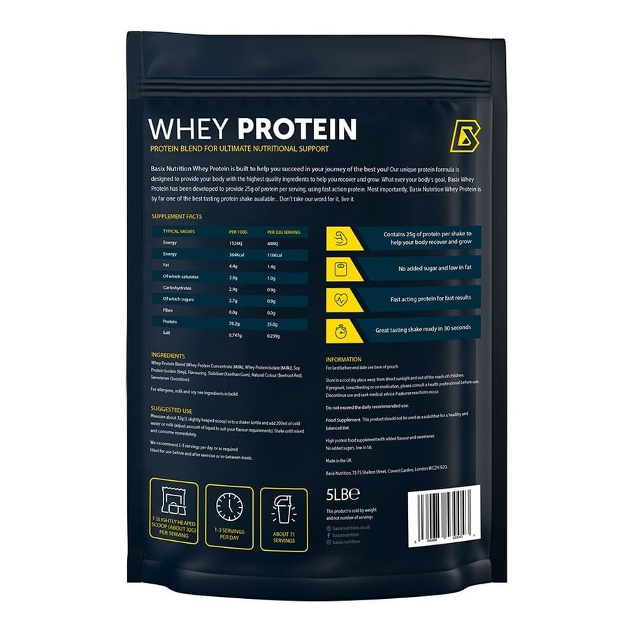 Basix - Muscle Whey Protein - Strawberry Swirl - 5lb بيسيكس واي بروتين 5 باوند بنكهة الفراولة