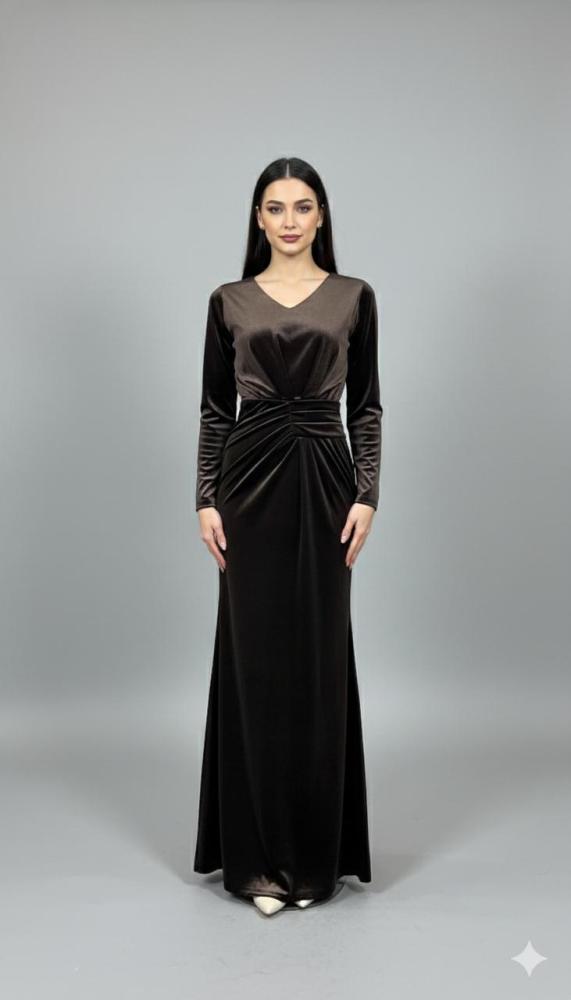 فستان موكا مخمل راقي