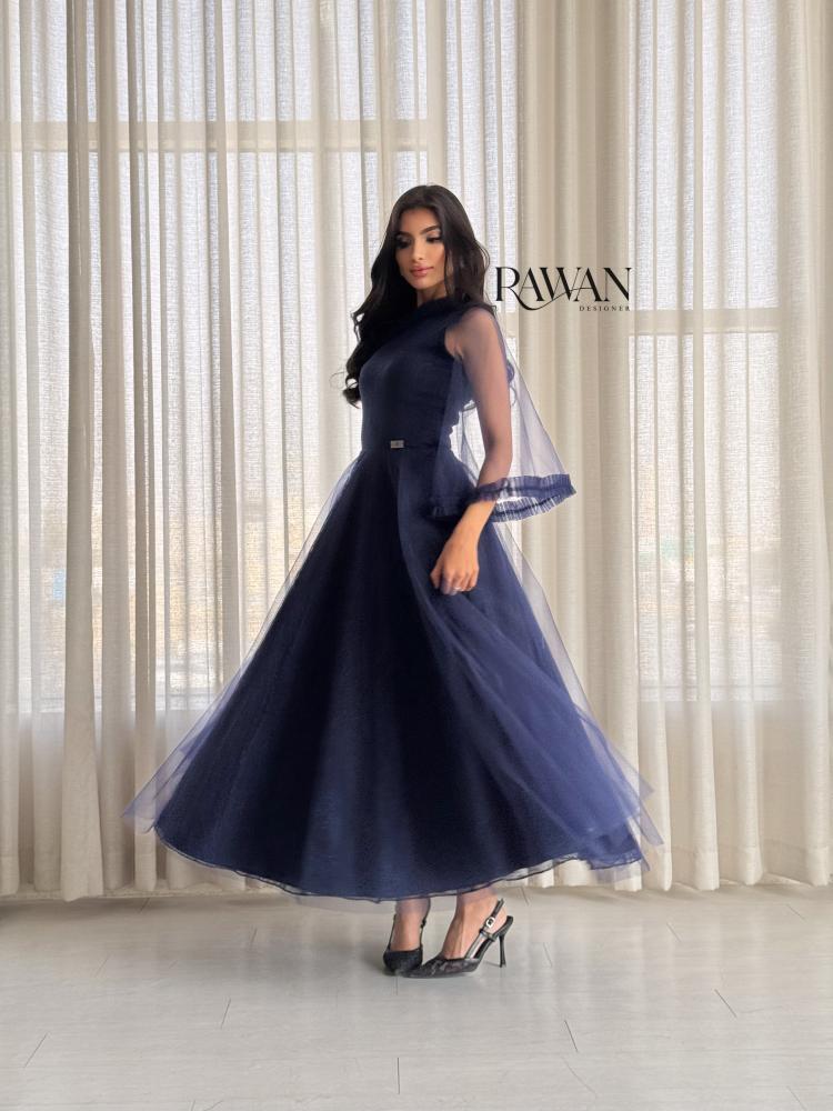 Navy blue embroidered dress