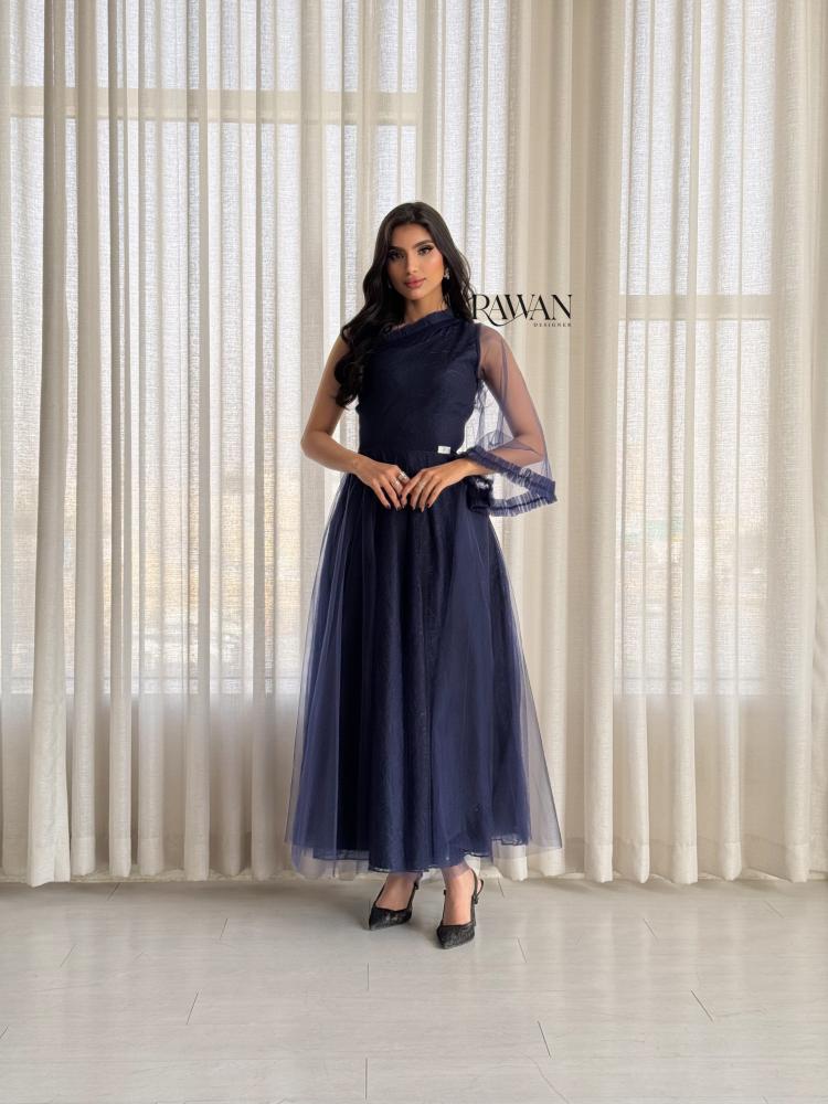 Navy blue embroidered dress
