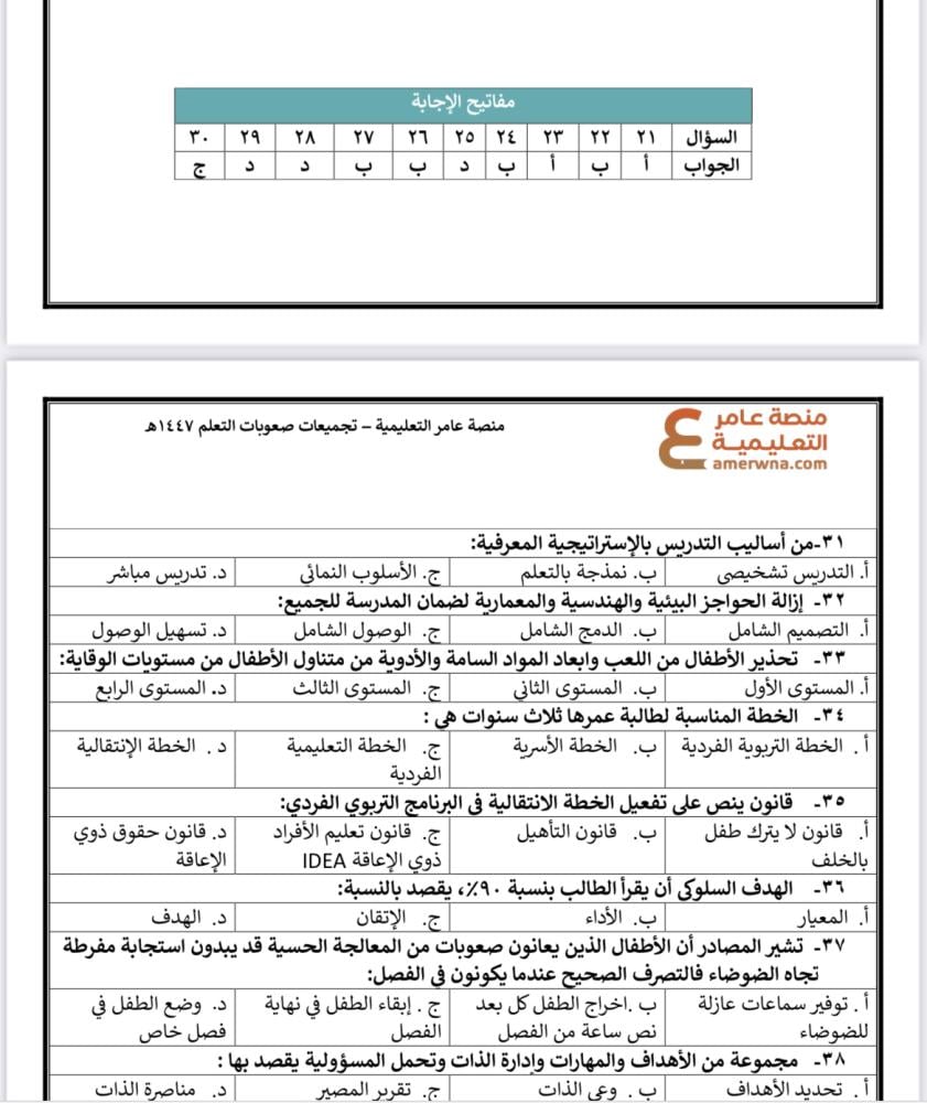 ملزمة الرخصة المهنية التربية الخاصة - صعوبات التعلم pdf