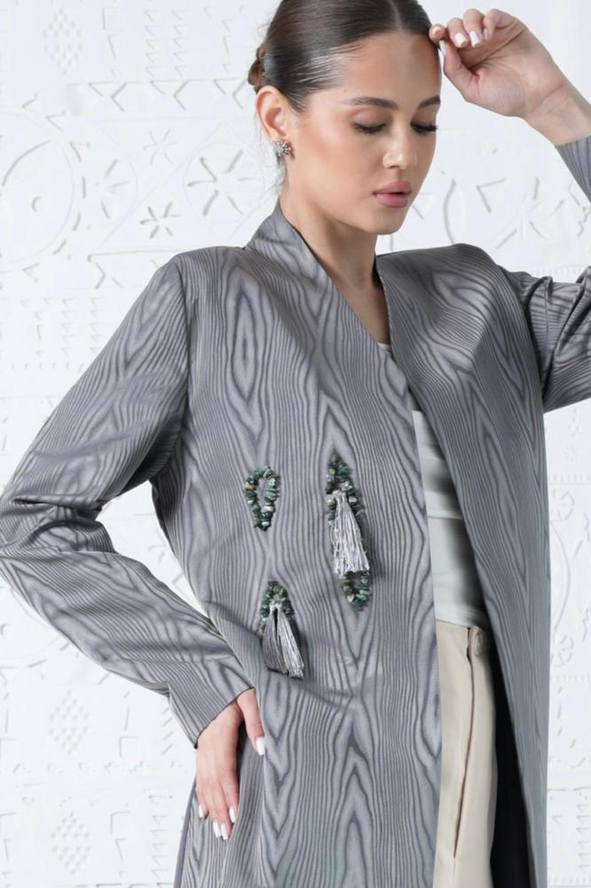 Immediate delivery Italian Feteet blazer decorated with stones and fringe #205