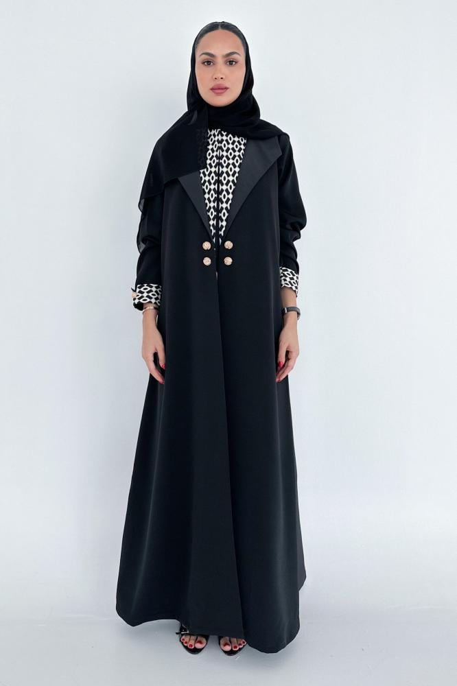 Japanese crepe abaya and Italian feteet with silver buttons#603