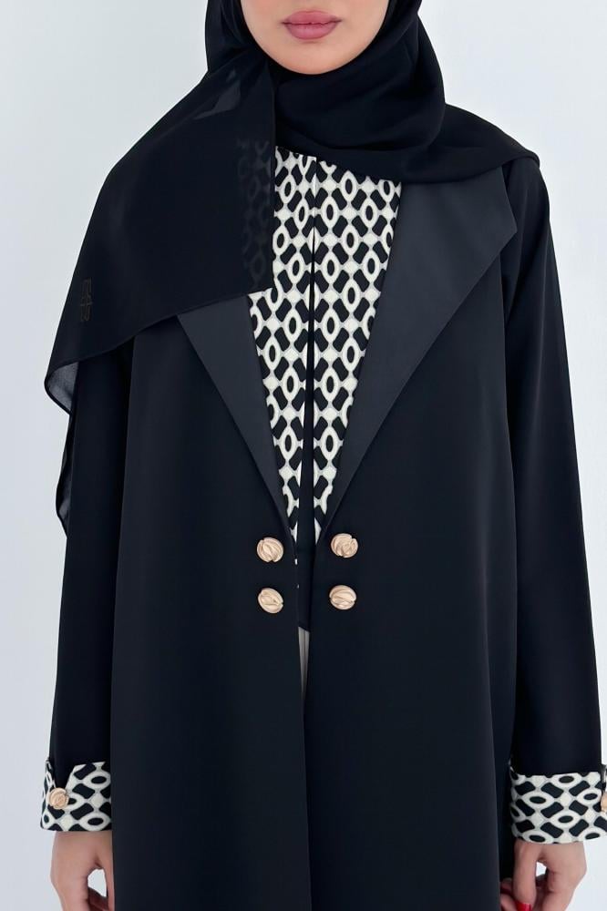 Japanese crepe abaya and Italian feteet with silver buttons#603