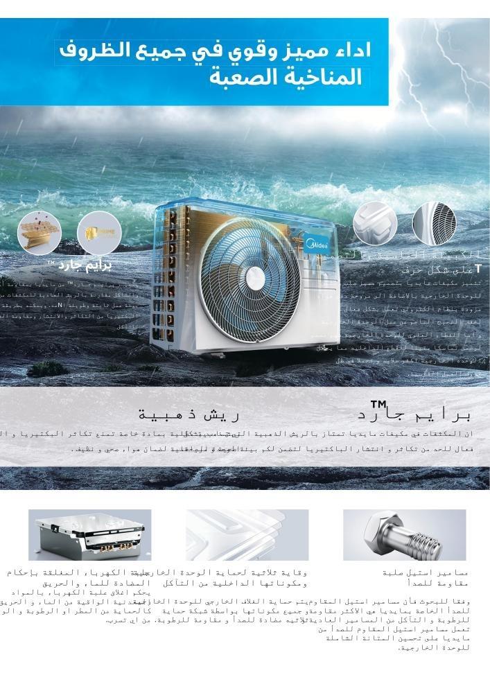 ميديا مكيف ايليت سبليت 36000 وحدة، حار وبارد القدرة الفعليه 31400 وحدة تبريد