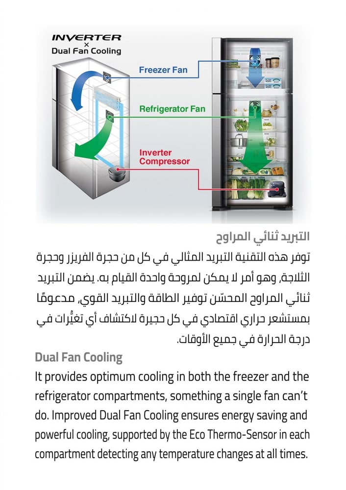 ثلاجة هيتاشي بابين - 21.2 قدم - أنفيرتر - بلاتيني - R-V805PS1KV BSL