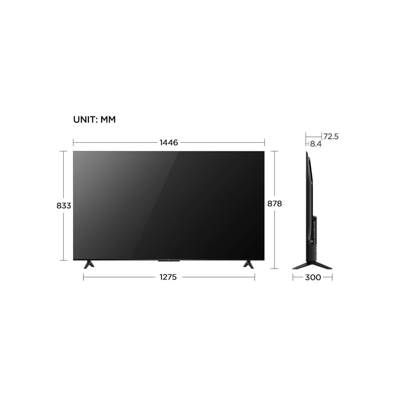 شاشة تي سي ال سمارت LED، مقاس 65 بوصة ، دقة 4K، نظام تشغيل Google ، HDR 10، تحسين تلقائي للألوان ، - 65V6B