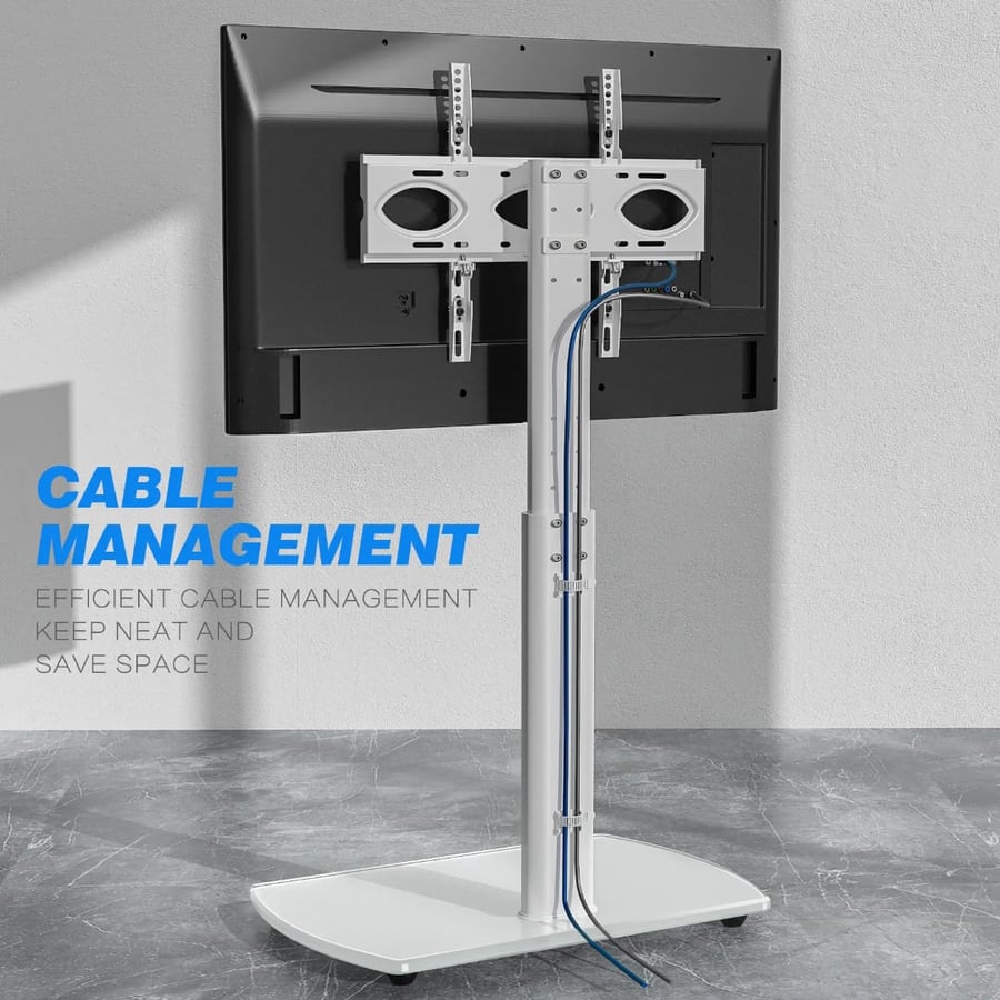 Best Seller Popular and Fashion Design Home TV Floor Stand 32 TO 65 Inch with Contemporary Elegant Pure White Glass Base,Loading Capacity 35kg