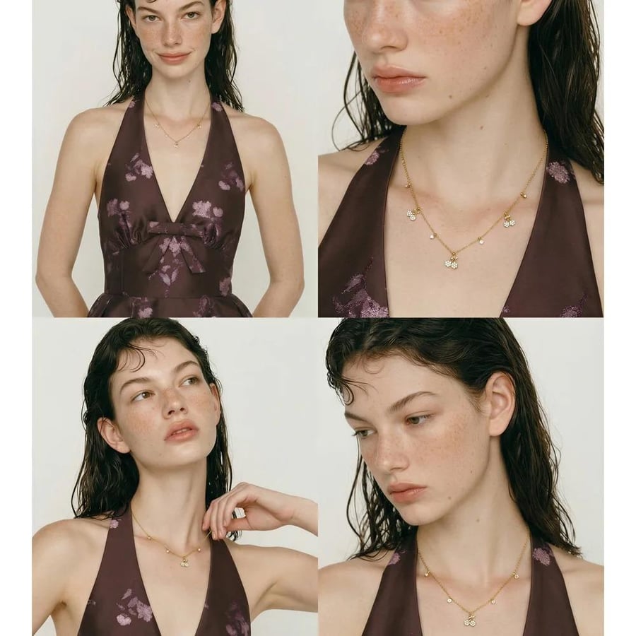 Zircon Necklace in 18k Gold Plated