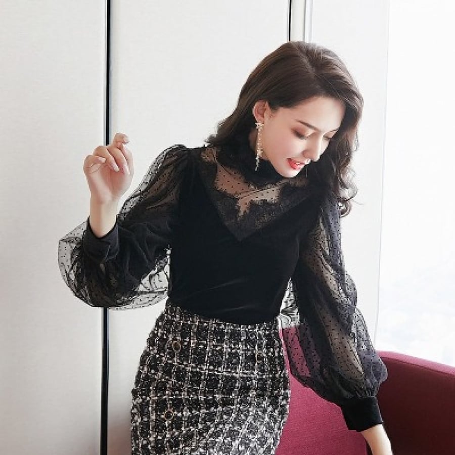 بلوزة مخمل اسودblouse22