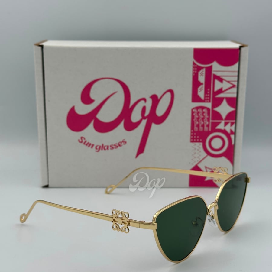 Loewe gold sunglasses with a gold frame and green lenses