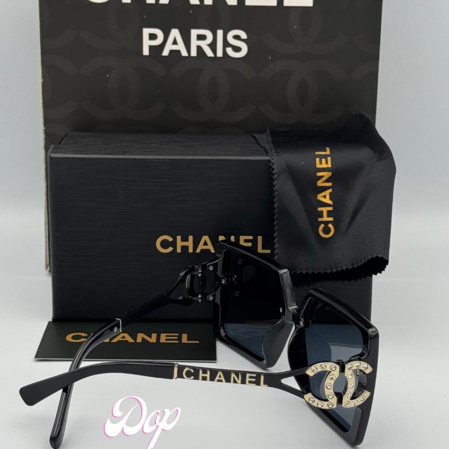 Chanel square glasses with large black lenses