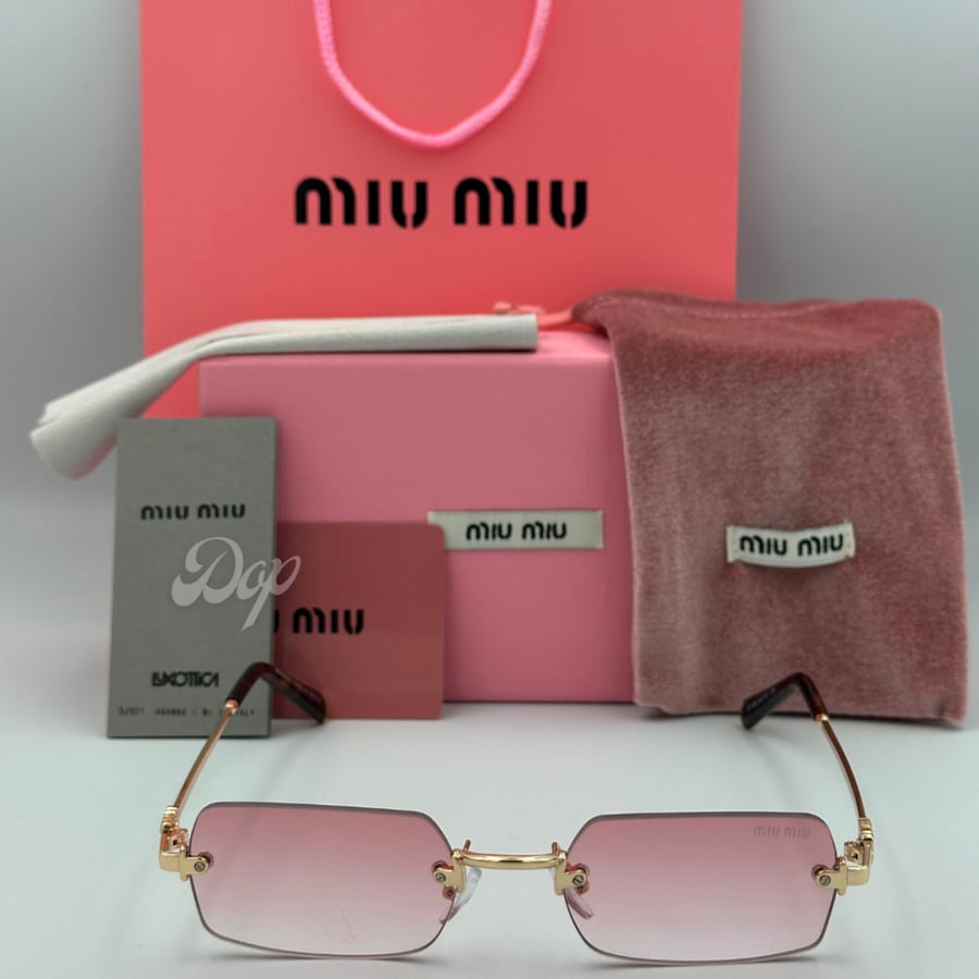 Miu Miu square frameless sunglasses with gradient pink lenses
