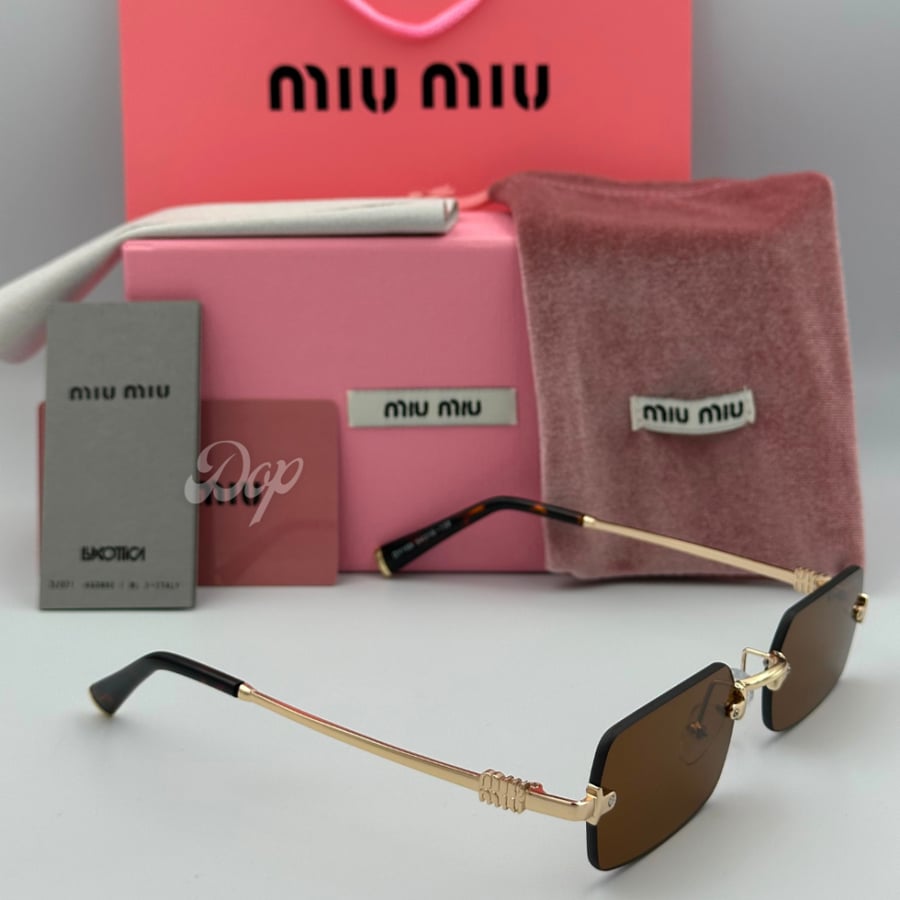 Miu Miu square frameless sunglasses with brown lenses