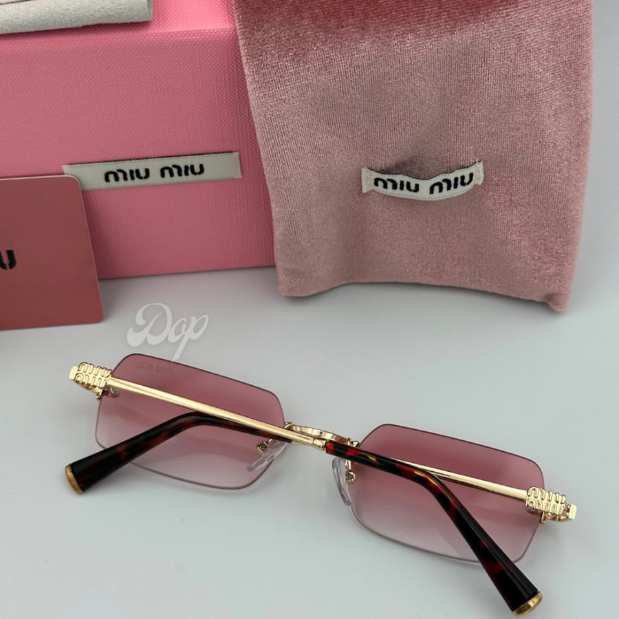 Miu Miu square frameless sunglasses with gradient pink lenses