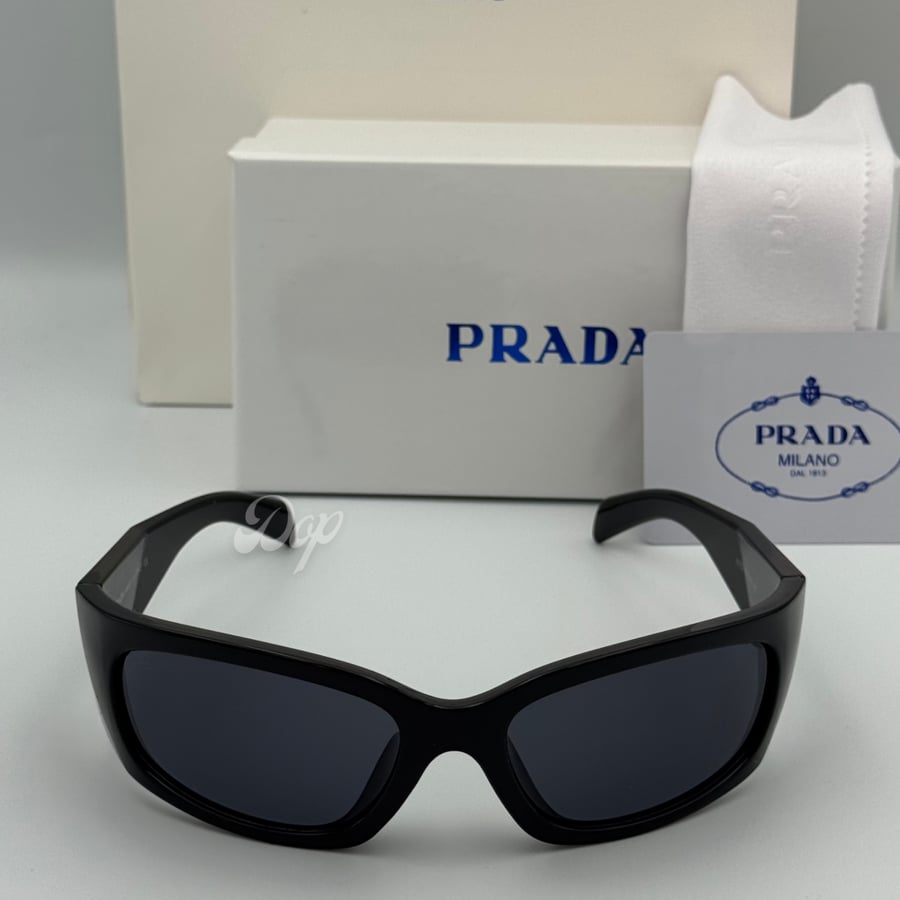 Prada rectangular sports sunglasses with black lenses