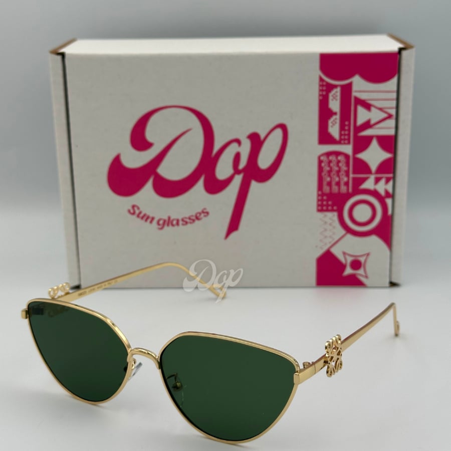 Loewe gold sunglasses with a gold frame and green lenses