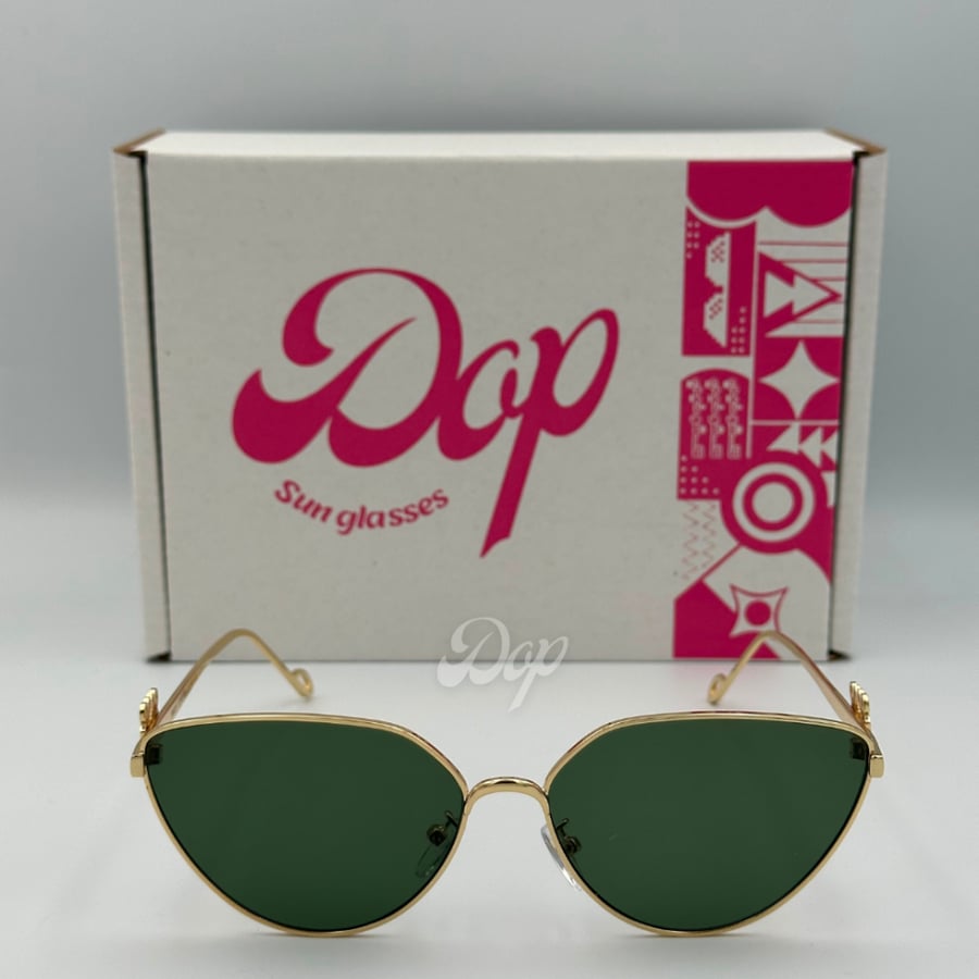 Loewe gold sunglasses with a gold frame and green lenses