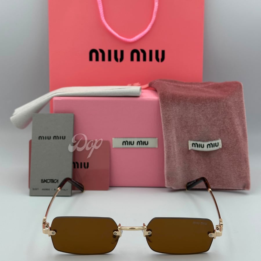 Miu Miu square frameless sunglasses with brown lenses