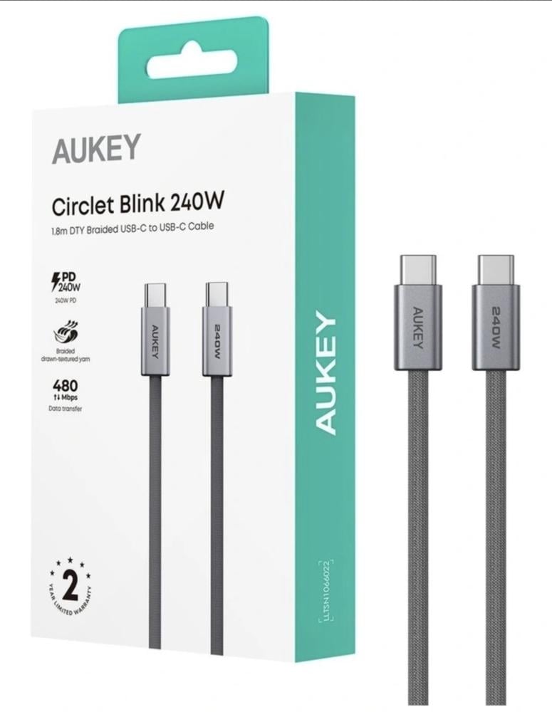 كابل Type-C  يدعم 240w شركة AUKEY