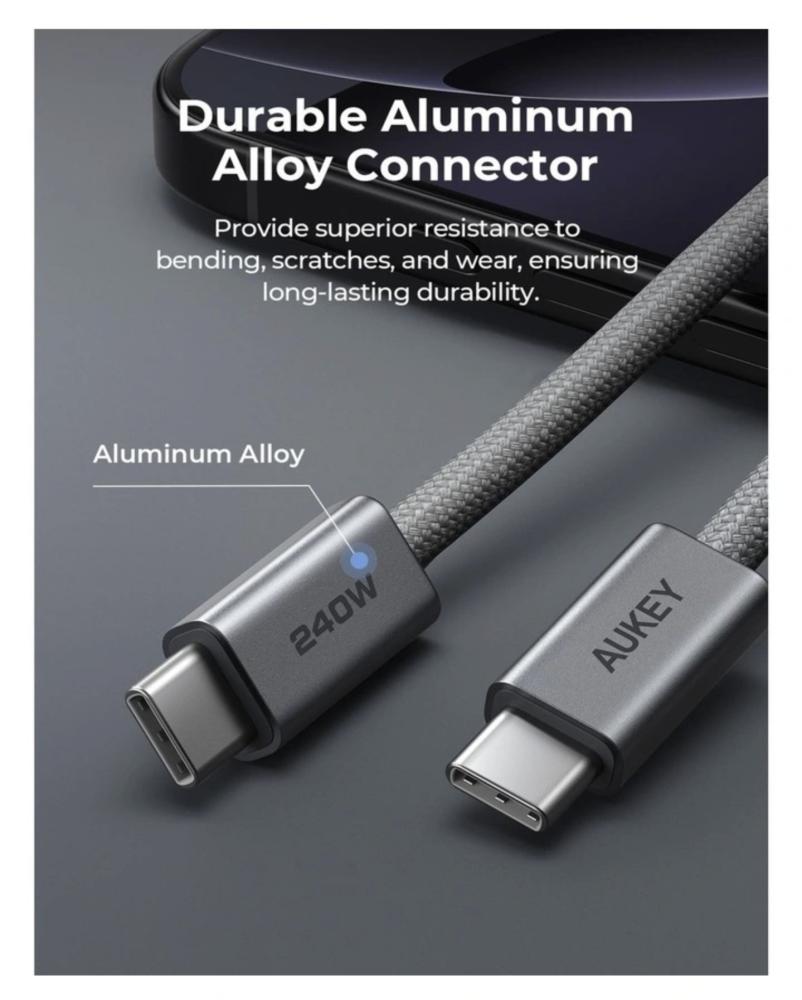 كابل Type-C  يدعم 240w شركة AUKEY