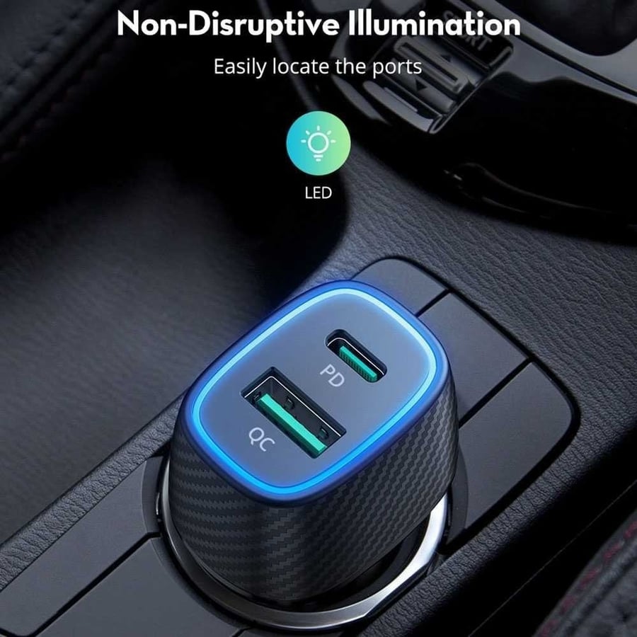 شاحن سياره مدخلين شحن USB - PD لون اسود من 6A Belk