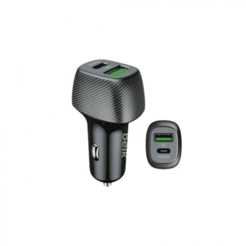 شاحن سياره مدخلين شحن USB - PD لون اسود من 6A Belk