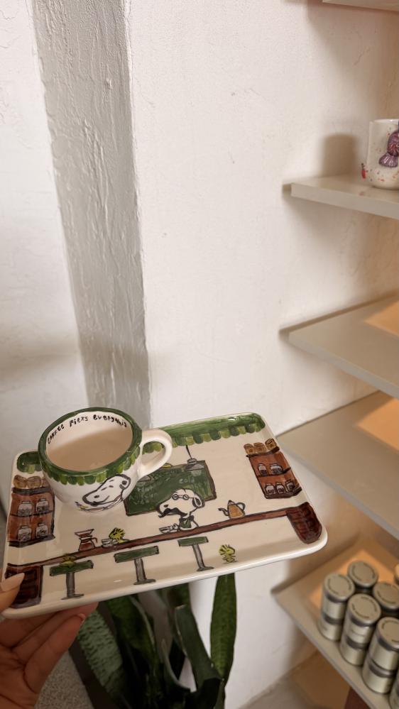 Plate "art painting" + espresso cup