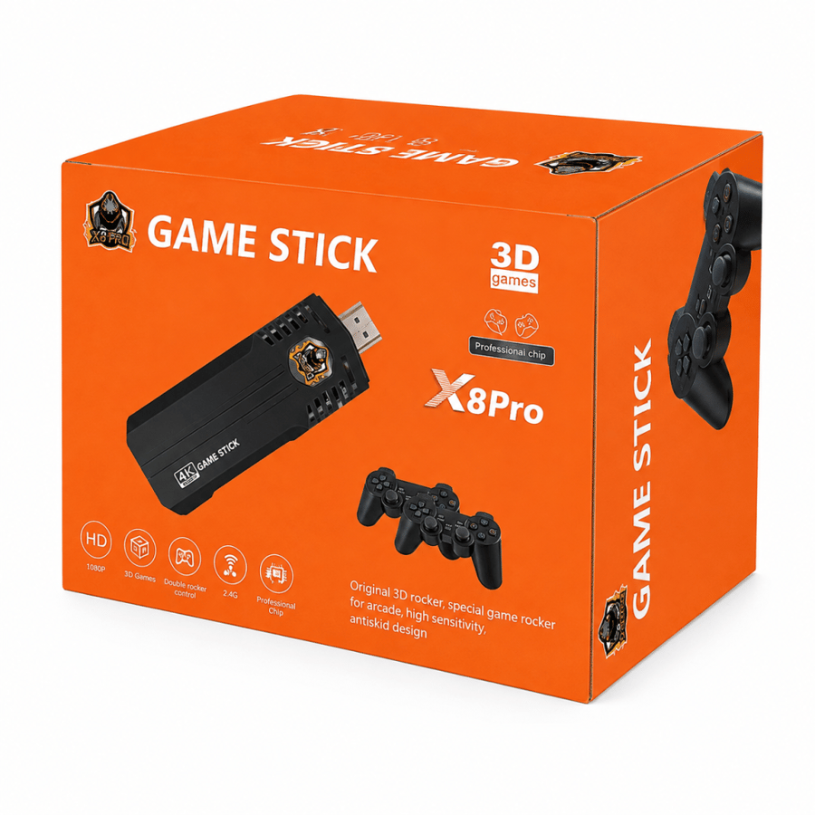 جهاز الألعاب الكلاسيكية Game Stick X8 Pro – مع يدين تحكم لاسلكية