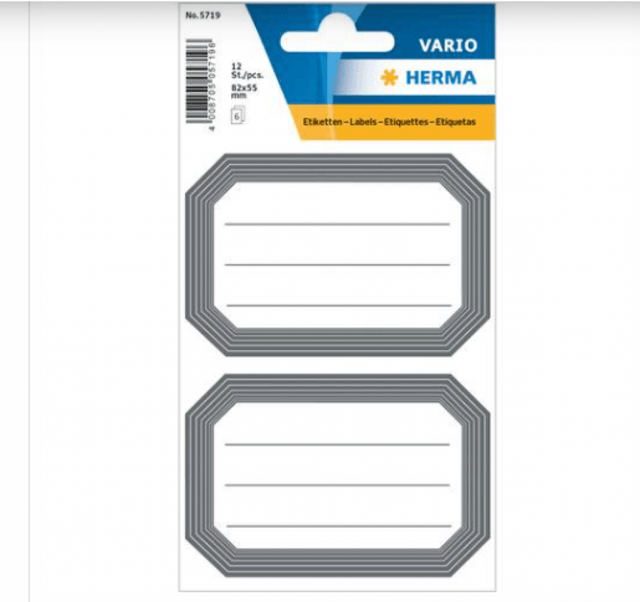 Label Stickers, 3 Sheets, Grey