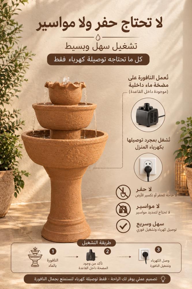 نافورة ( فخارية ) بلمسة تراثية أنيقه