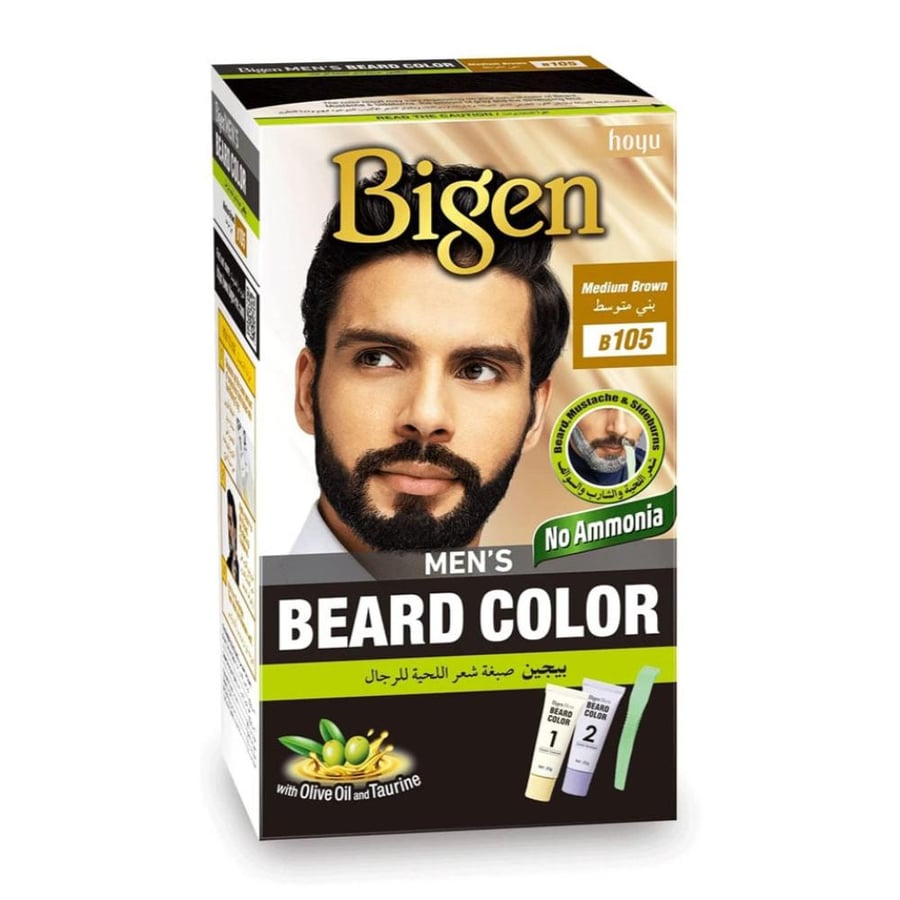 Pagion men's beard hair dye, medium brown color, 40 grams, B 105