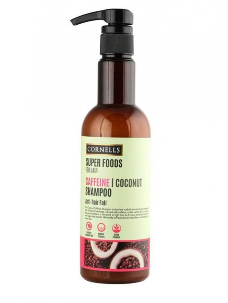 Caffeine shampoo and coconut oil for hair fall protection, sulfate-free