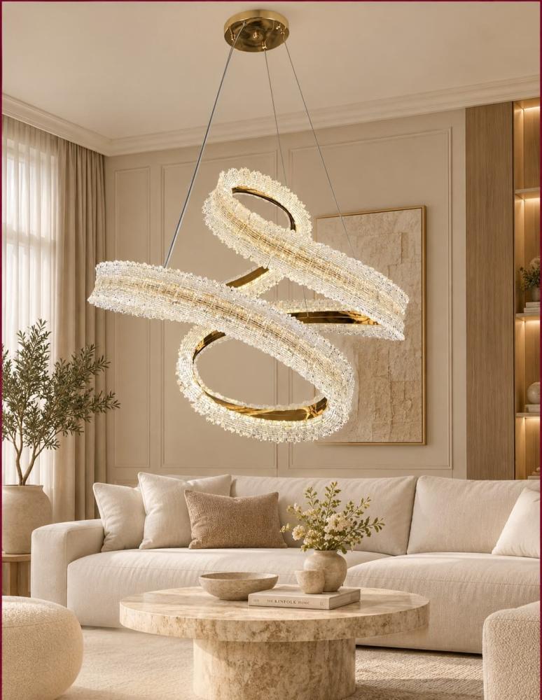 ثريا ليد ذهبى 9096 F/500  GD- تصميم حلزوني عصري