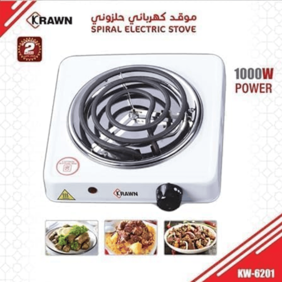 موقد كهربائي حلزوني 1 عين 1000 واط KRAWN KW6201