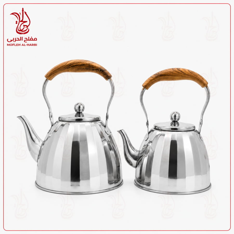 اباريق الشاي كلاسيكي بمسكة خشب باحجام مختلفة